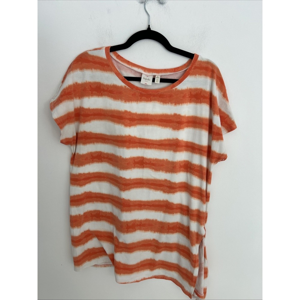 Rafael Sport Women's XL/EG/TG Orange White Tie-Dye Short Sleeve Boho Cotton Top